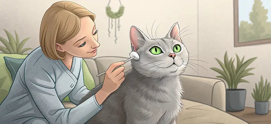 как чистить уши коту