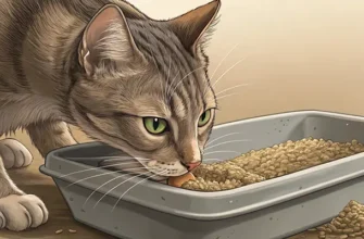 кот ест туалетный наполнитель
