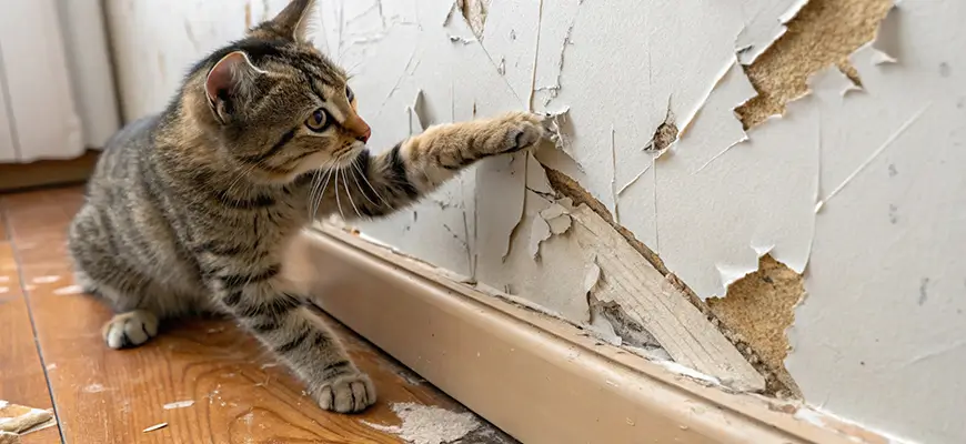 кот поцарапал стены
