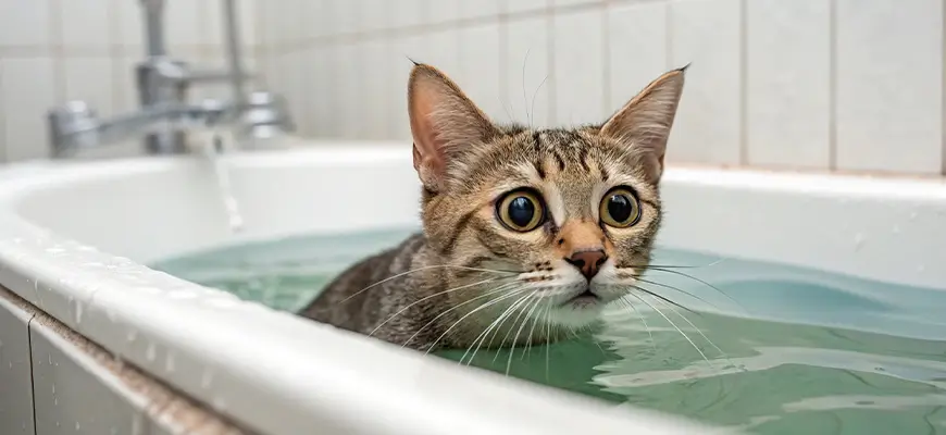 кот боится воды