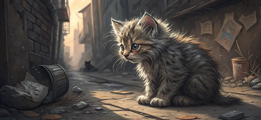уличный дикий котенок