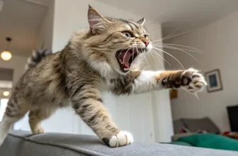 кот царапается
