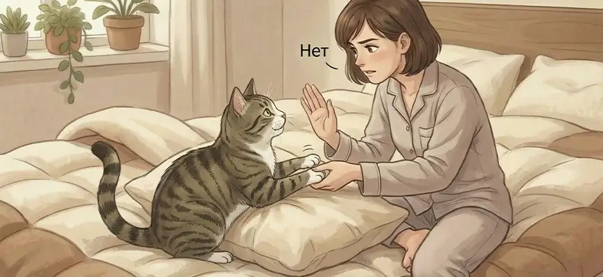 как отучить кота топтать одеяло